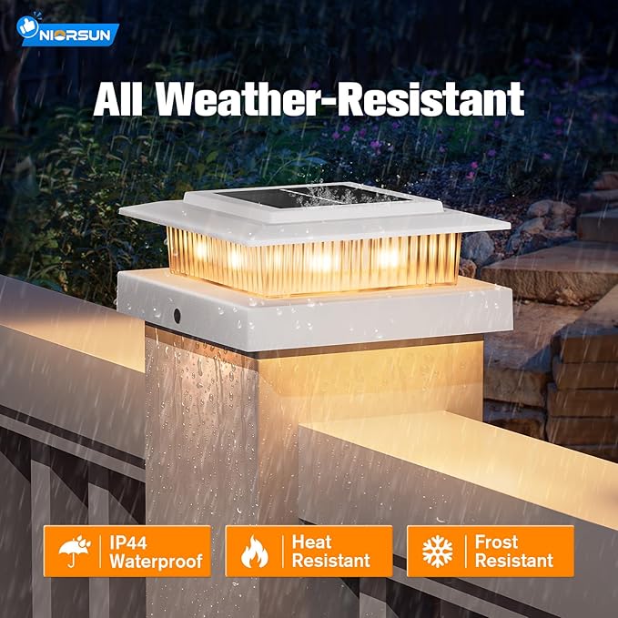 NIORSUN Solar Post Cap Lights Outdoor Waterproof, 4x4 Post Solar Lights RGB - Image 3