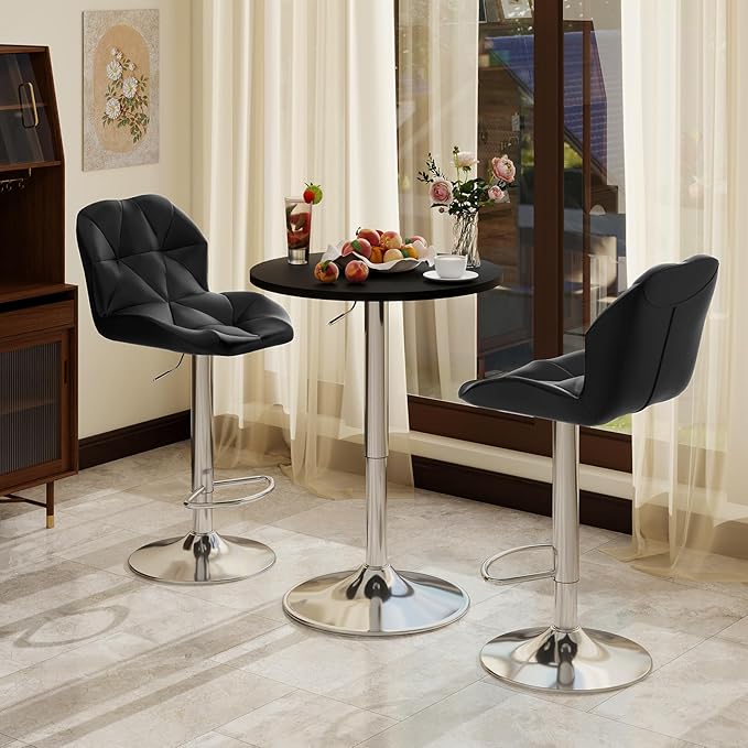 ARTETHYS Bar Chairs Set of 2 PU Leather Barstools Adjustable Height Swivel 360 - Image 3