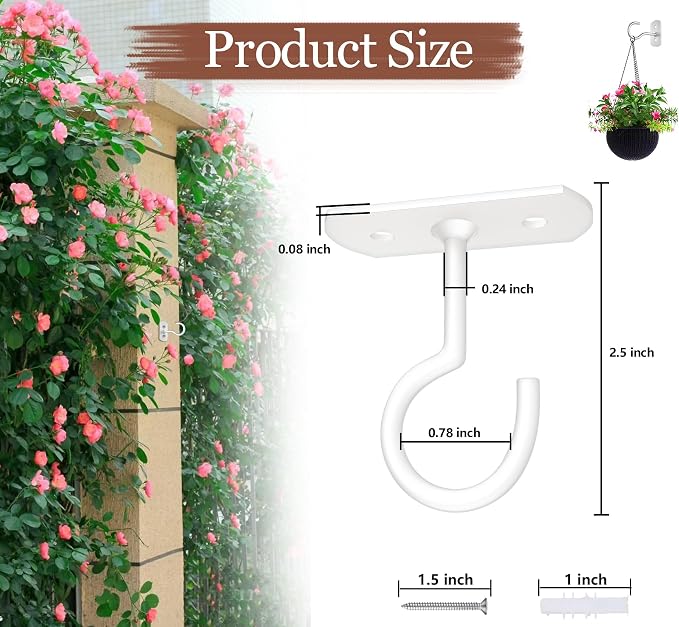 20Pack Ceiling Hooks Bulk for Hanging Plants 2.5in White - Image 2