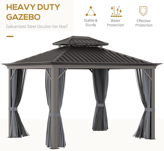 Outsunny 10' x 12' Hardtop Gazebo - Image 3