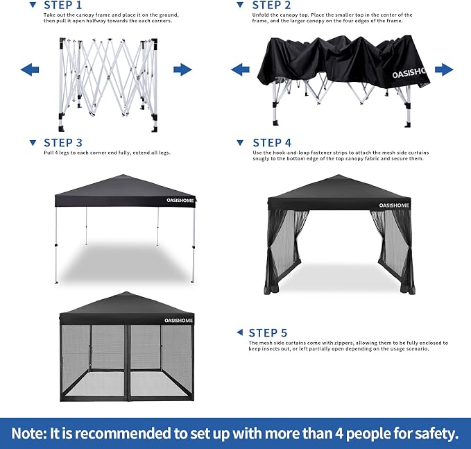 OASISHOME 10'x10' Pop-Up Gazebo Canopy Tent - Image 5
