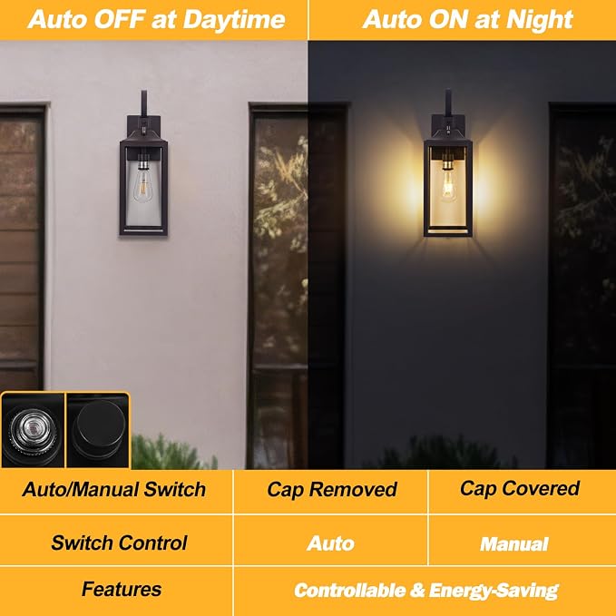 19" Dusk to Dawn Outdoor Lighting 2 Pack, Large Outdoor Wall Sconce Dusk to - Image 6