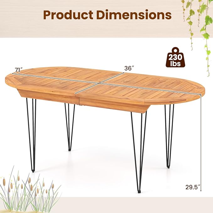 Tangkula 71" Outdoor Dining Table - Image 3