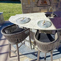 PURPLE LEAF Outdoor Bar Height Stools Set of 2 Patio Metal Modern Wicker Bar by PURPLELEAF