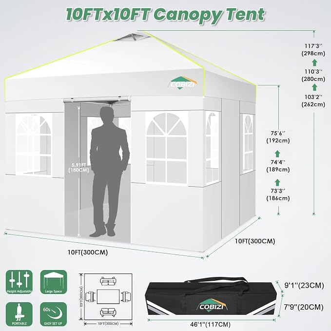 COBIZI 10x10 Pop Up Canopy Tent - Image 5
