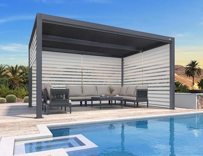 PURPLE LEAF Louvered Pergola 94AS 10' x 14' Outdoor Aluminum Pergola by PURPLELEAF