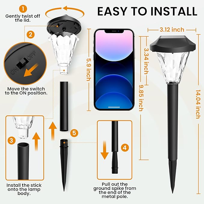 GIGALUMI 12 Pack Solar Lights Outdoor Waterproof, Outdoor Solar Lights - Image 3