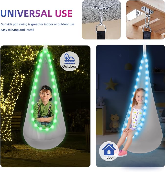 Light Up Swing Chair Hammock Chair Indoor Outdoor - Image 5