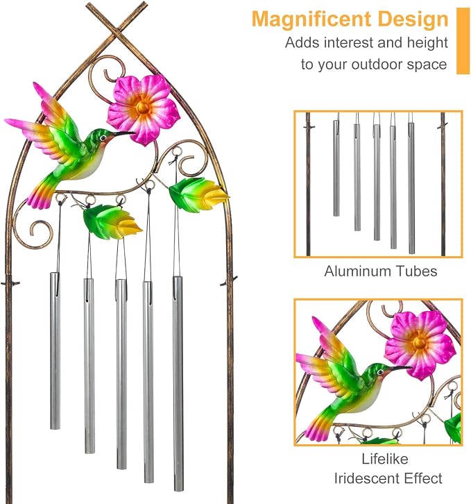 Garden Trellis with Plant Stands, 48” Metal Detachable Hummingbird Plant Pot - Image 4
