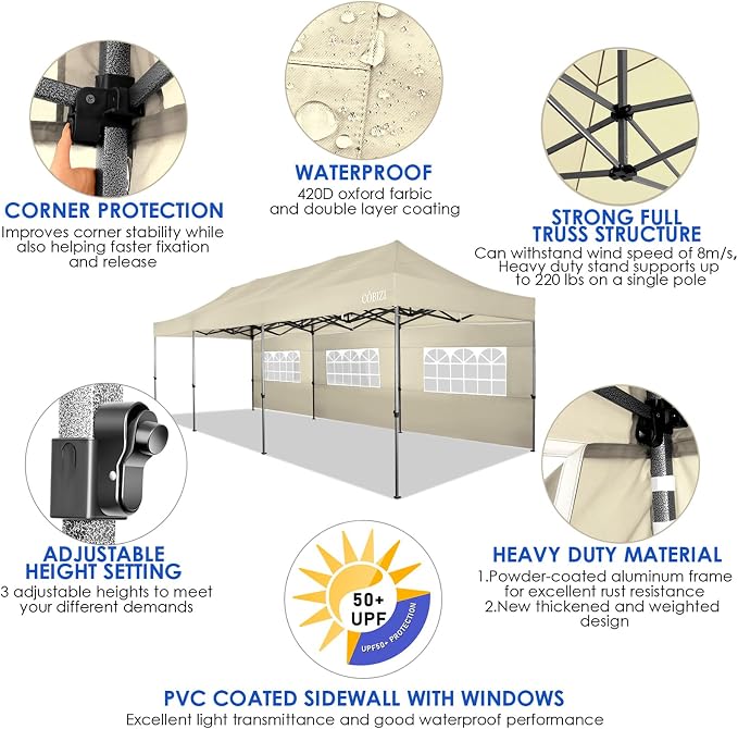 COBIZI 10x30 Heavy Duty Pop up Canopy - Image 3