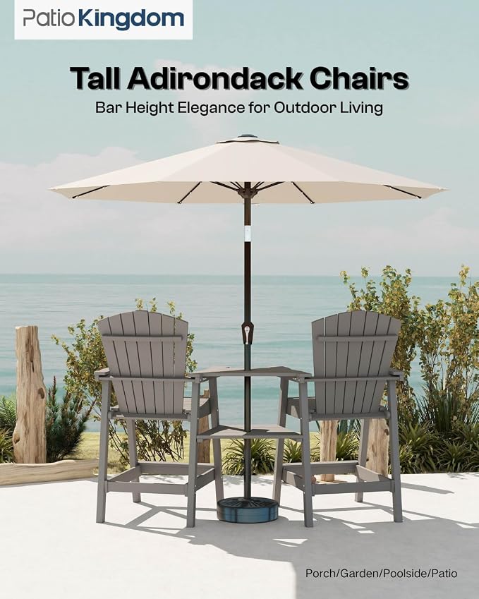 Grey HDPE Tall Adirondack Chair Set of 2 - Image 7