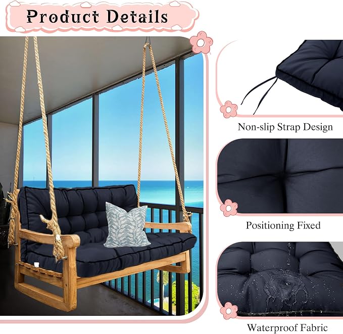 2-3 Seat Swing Replacement Cushion, Outdoor Bench Cushions - Image 4