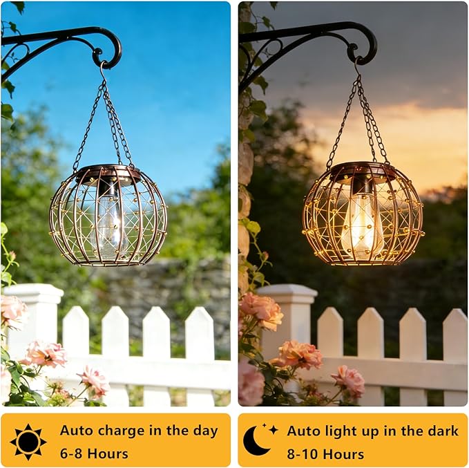 Hanging Solar Lanterns, Solar Lights Outdoor Waterpoof, Solar Chandelier - Image 4