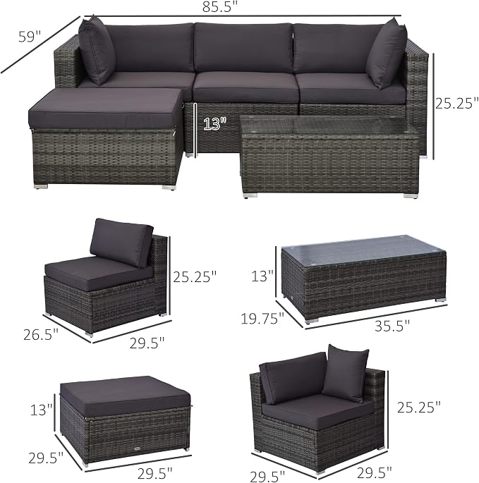 Outsunny 5-Piece Patio Furniture Set - Image 7