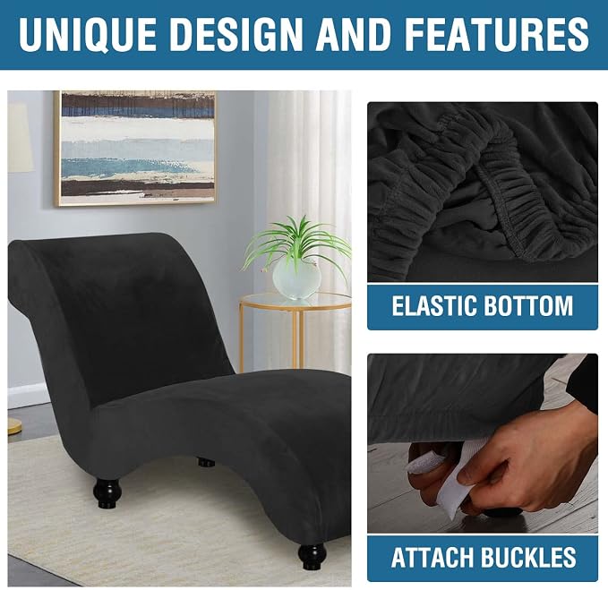 H.VERSAILTEX Chaise Lounge Cover Indoor Velvet Chaise Slipcover High Stretch - Image 4