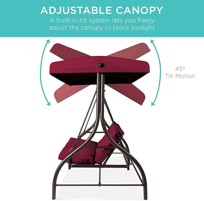 Best Choice Products 3-Seat Outdoor Large Converting Canopy Swing Glider - Image 5