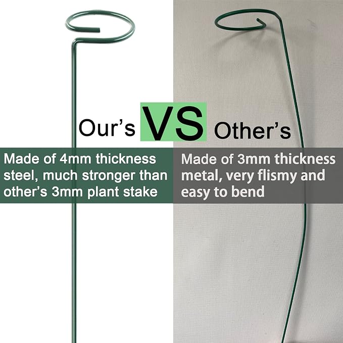 HiGift 10 Pack 24 inch Plant Stakes and Supports, Metal Flower Stakes - Image 2