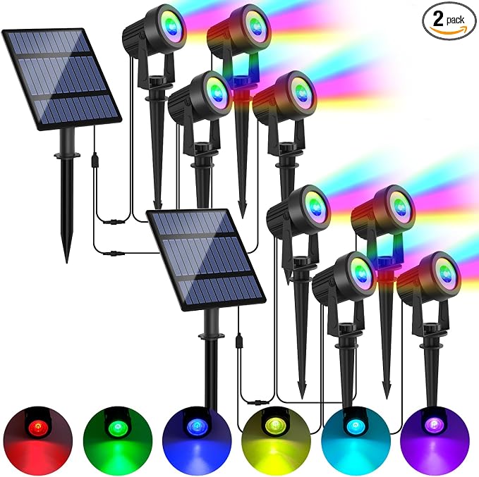 Solar Spotlights Outdoor Waterproof, RGB Landscape Spotlights, Christmas by LINQELLY