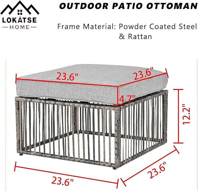 LOKATSE Home Patio Footstool Outdoor Ottoman - Image 2