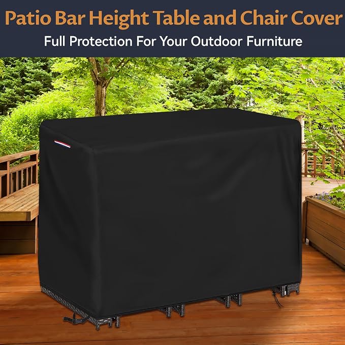 Patio Swivel Bar Set Covers, Waterproof Outdoor Bar Height Set Cover - Image 6
