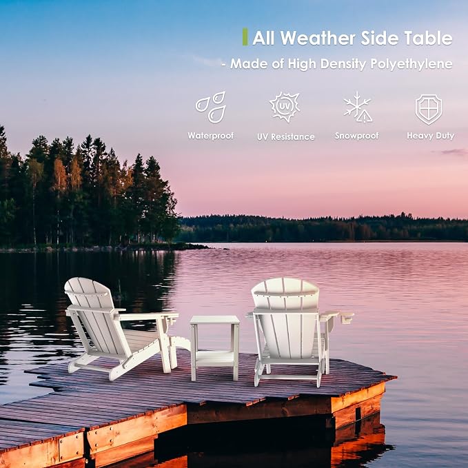 GREENVINES Adirondack-Outdoor-Side-Table | Set of 4 | 14 x 13 Inches | HDPE - Image 6