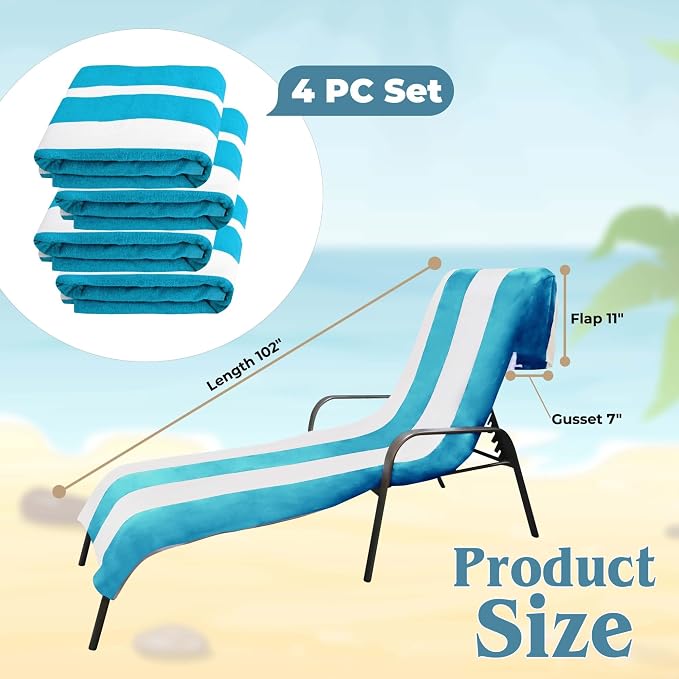 Superior Cabana Cotton Lounge Chair Cover, Outdoor Towel/Chaise Furniture Covers - Image 5