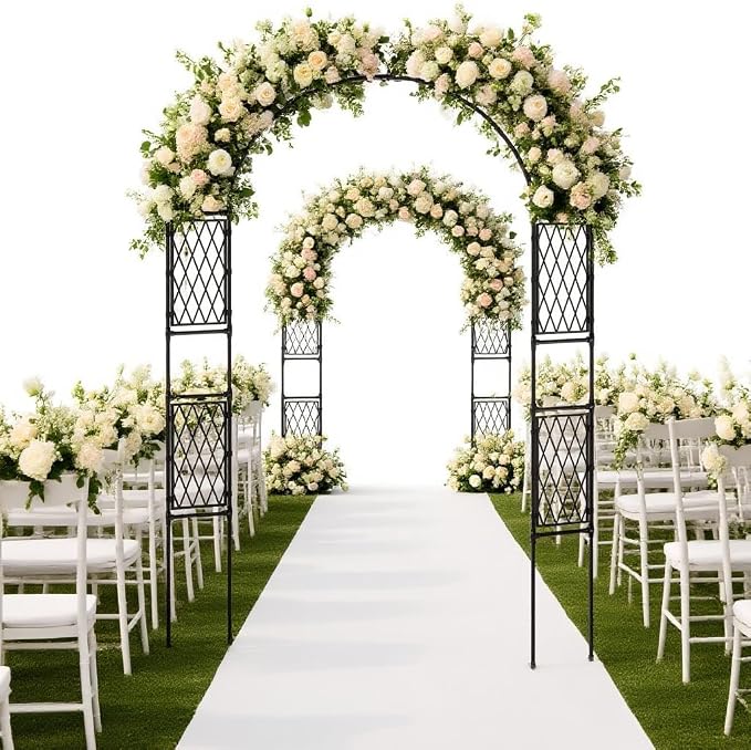 Metal Garden Arbor & Wedding Arch, 86.6" x 47"Rust-Resistant Iron Trellis - Image 6