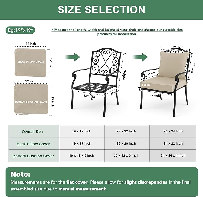 Patio Chair Cushions 22 x 22 Inch, Water Resistant Backrest Pillow and Seat - Image 7