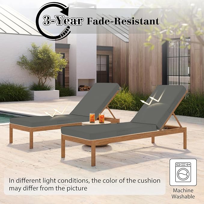 Chaise Lounge Cushions Outdoor, 4 Adjustable Ties Lounge Chair Cushions - Image 6