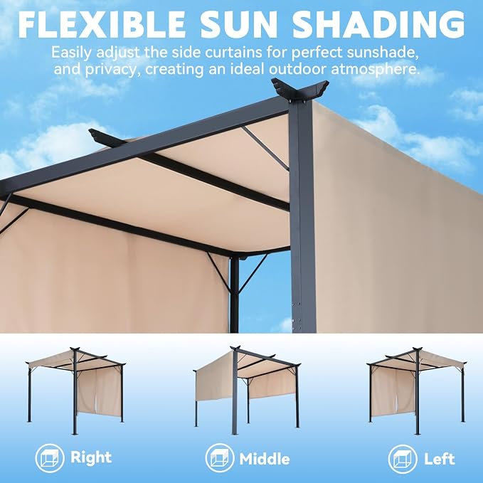 MELLCOM Outdoor Pergola 10x10 Ft, Metal Freestanding Shelter - Image 3