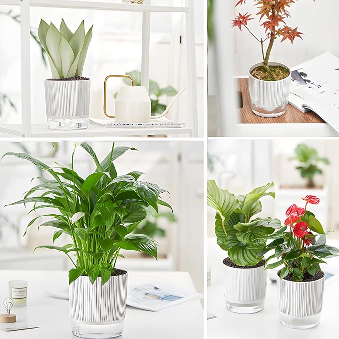 4 Pack Self Watering Pots Set, 4+5.5 Inch Self Watering Pots - Image 7