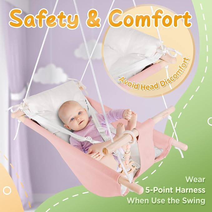 Baby Swing Indoor and Outdoor, Canvas Hammock Swing - Image 3