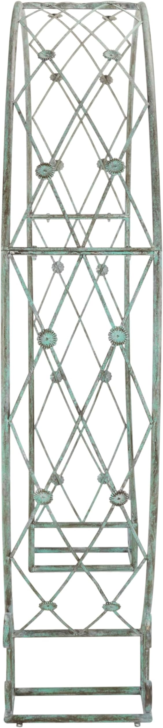 SAFAVIEH Outdoor Collection Mizell Antique Green Lattice Wrought Iron Moon - Image 10