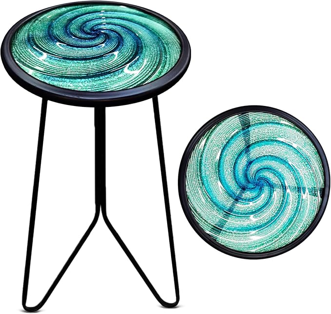 LIFFY Patio Side Table, Small Round End Table, Metal Side Table Outdoor by LiffyArt