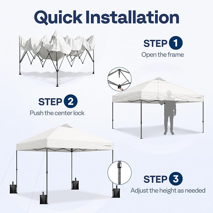 VIVOHOME 8x8ft Pop Up Canopy Tent One Push Setup Outdoor Portable Shelter Tent - Image 7
