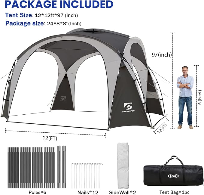 Beach Tent 12 X 12ft Large UPF50+ Pop Up Canopy - Image 5