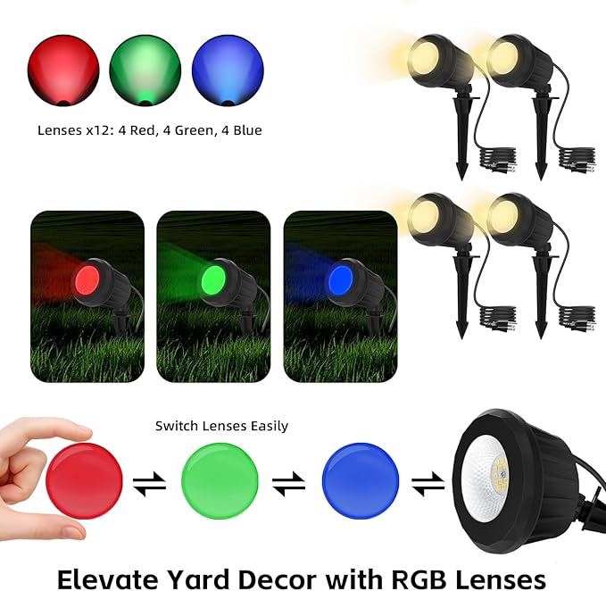 Spotlight Outdoor – 120V Plug-in, 2700K Warm White LED Landscape Spot Lights - Image 2