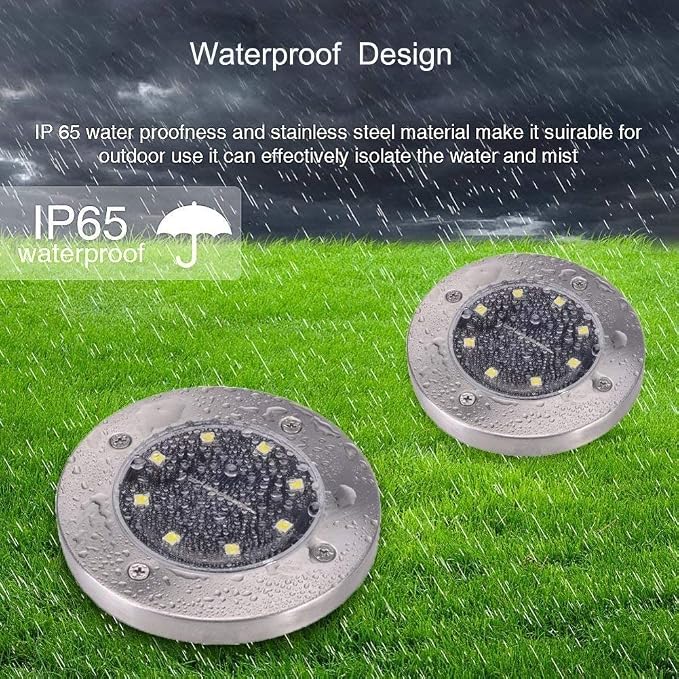 ZGWJ Solar Ground Lights, 4 Pack Waterproof Solar Garden Lights, Upgraded - Image 4