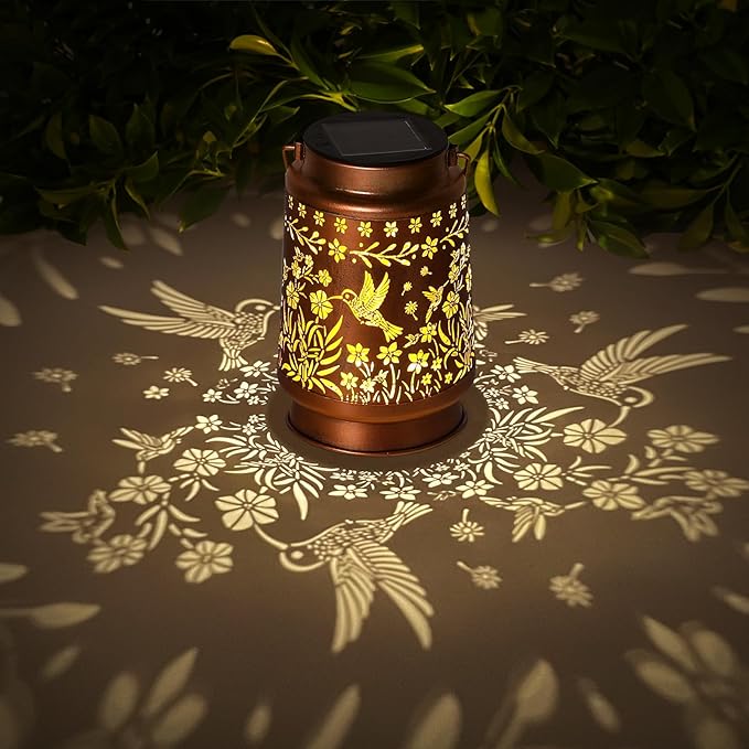 Hummingbird Solar Lanterns Outdoor Waterproof Garden Decor, Metal LED Garden by kaakuuki