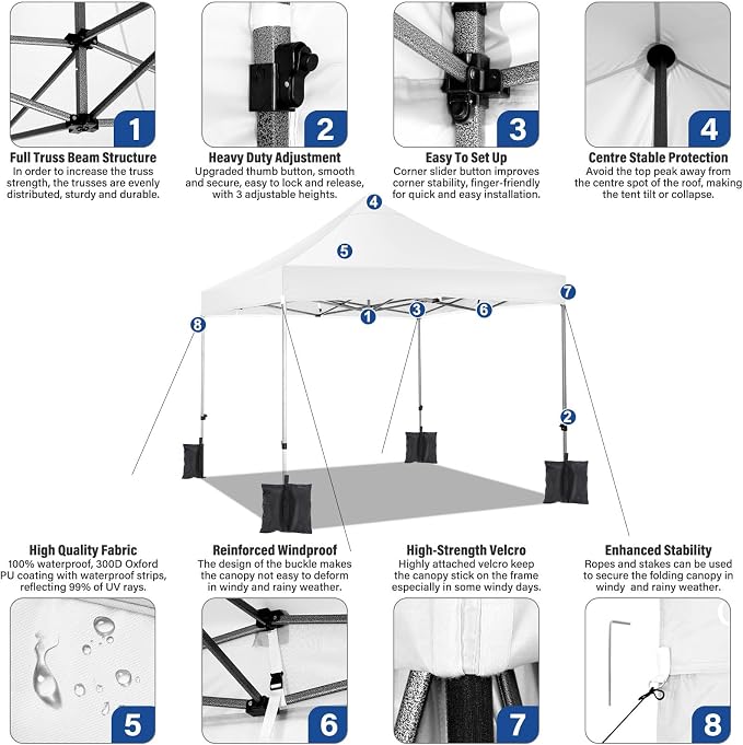 COBIZI 10x10 Heavy Duty Pop Up Canopy Tent - Image 2