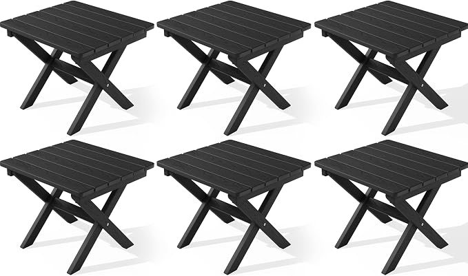 SERWALL Folding Outdoor Side Table Set of 6, Adirondack End Table by SERWALL