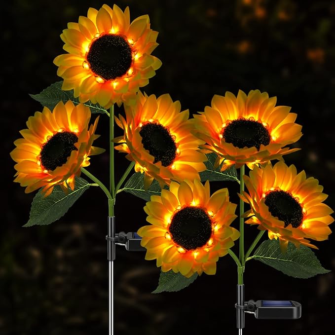 Solar Sunflower Lights, 800mA Solar Garden Light by Meagoo