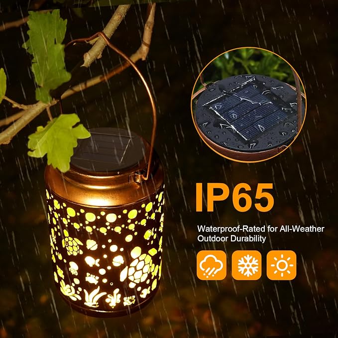 Turtle Solar Lantern Outdoor Turtle Decor Garden Decor Waterproof Light Hanging - Image 3