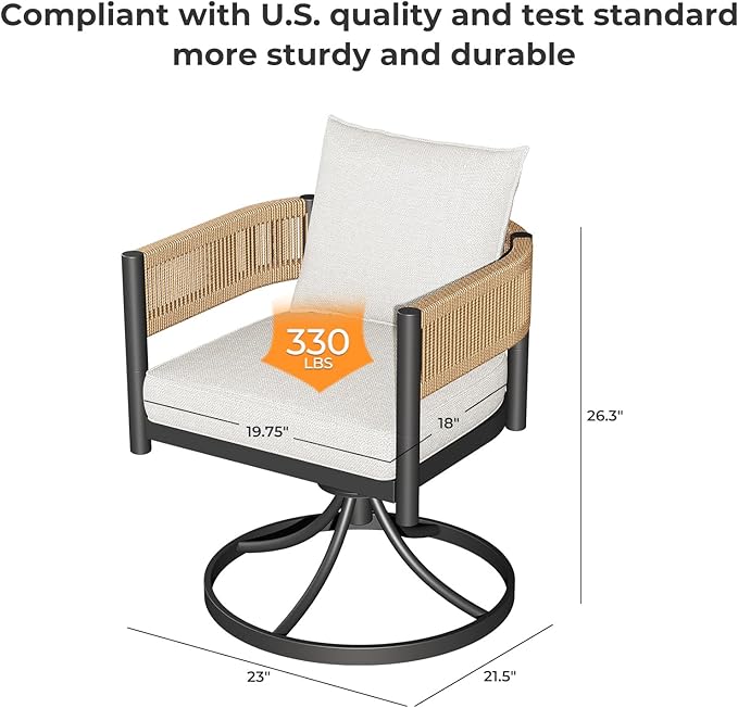 Grand patio Outdoor Dining Chair Set of 2, 2 Pieces Patio Dining Chairs - Image 5