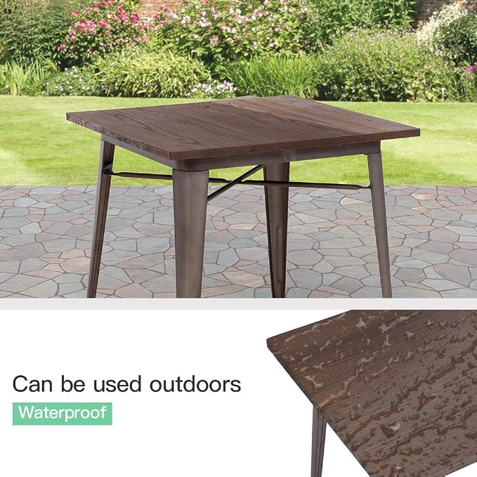 FDW Heavy Duty Outdoor Dining Table Metal Kitchen Table Metal Table 31 x 31 - Image 7