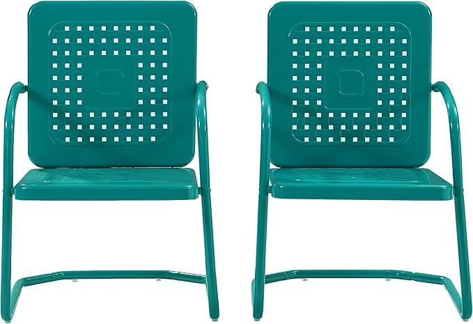 Crosley Furniture Bates 2-Piece Outdoor Chair Set, Retro Metal Patio Chairs - Image 4
