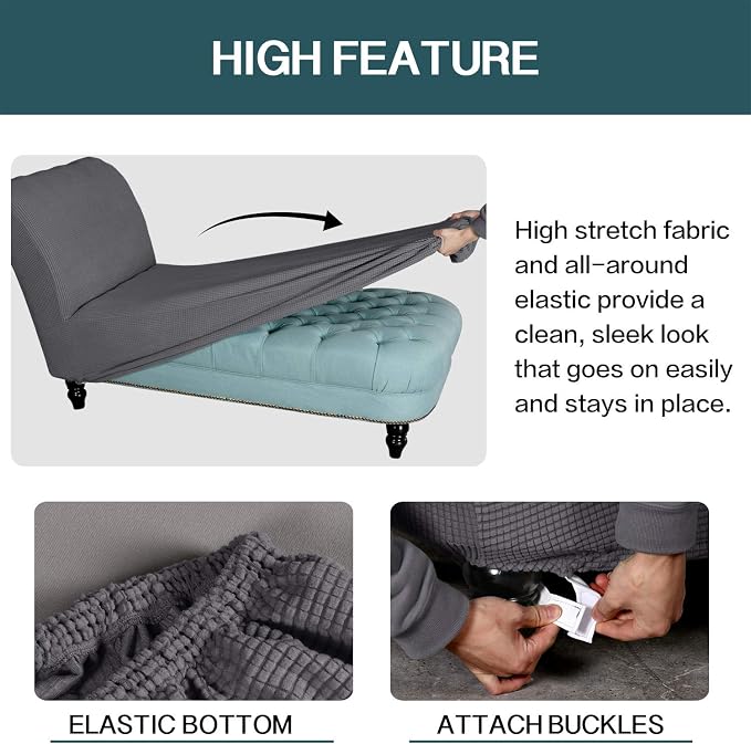 FantasDecor Chaise Lounge Cover Stretch Armless Chair Slipcover - Image 5