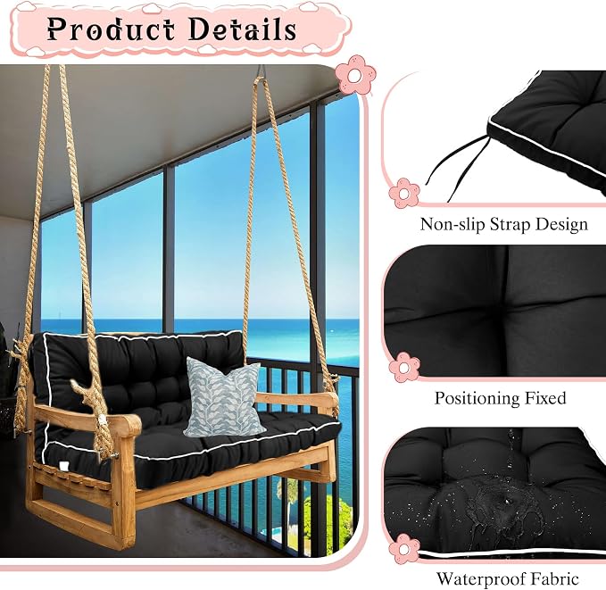 2-3 Seat Swing Replacement Cushion, Outdoor Bench Cushions - Image 3