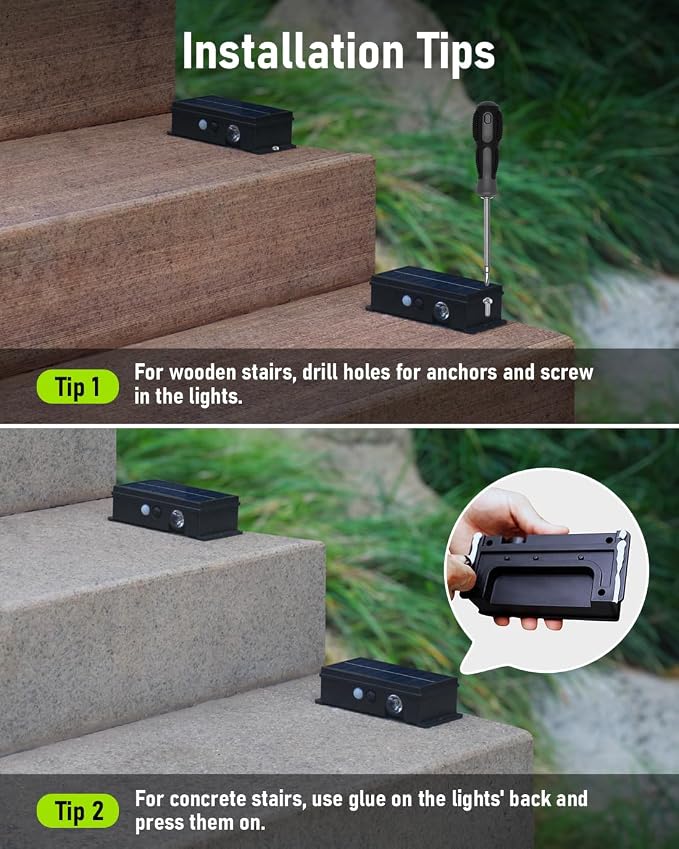 Solar Stair Lights Outdoor Waterproof Motion Sensor Solar Step Light 5 Modes - Image 5