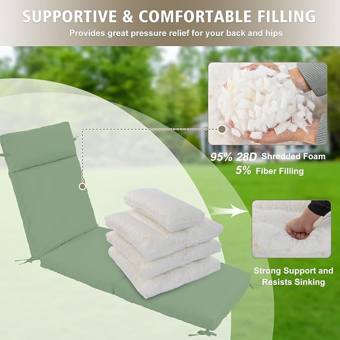 Chaise Lounge Cushion 80x26x3 Inch ?Set of 2 Outdoor Lounge Chair Cushions - Image 5